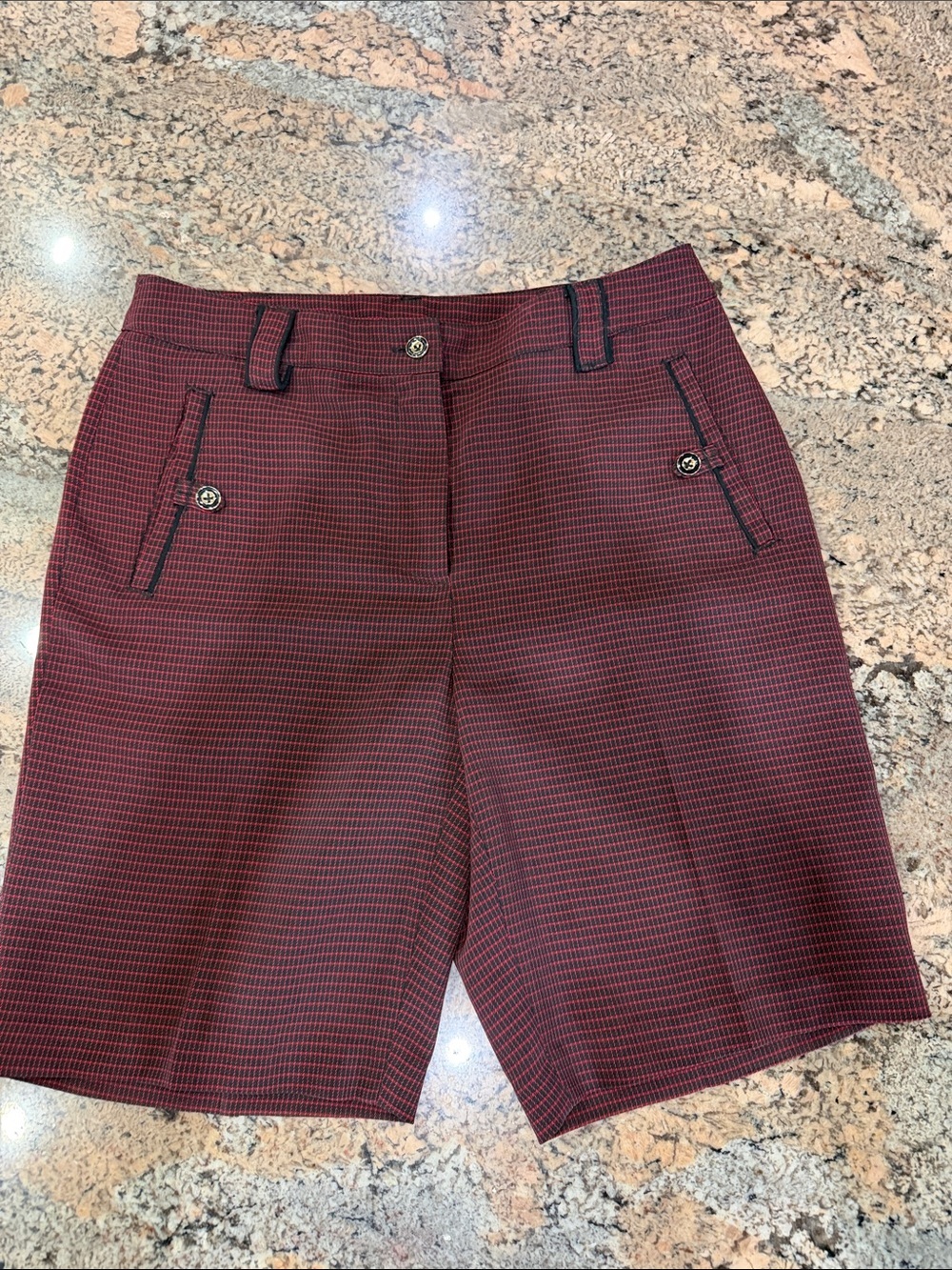 EP Pro Burgundy Check Golf Shorts with Contrast Trim